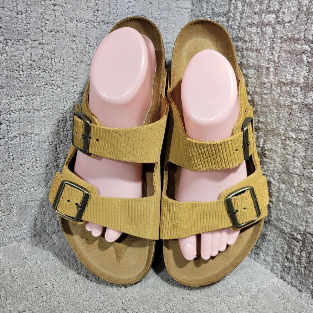 Birkenstock Arizona Corduroy Men's Size 11 Mustard Yellow Double Strap Sandals